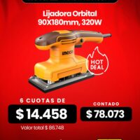 LIJADORA ORB 1/2 LIJA 180MMX90MM 320W+ ACCESORIOS-INGCO FS3216-4