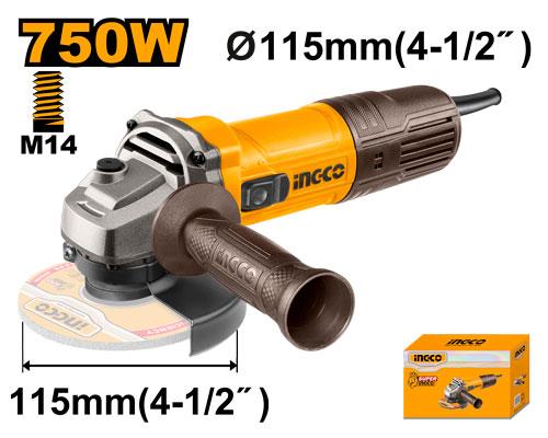 AMOLADORA ANGULAR 4" 115MM 750W 12000RPM-INGCO AG75028-4 - Imagen 2