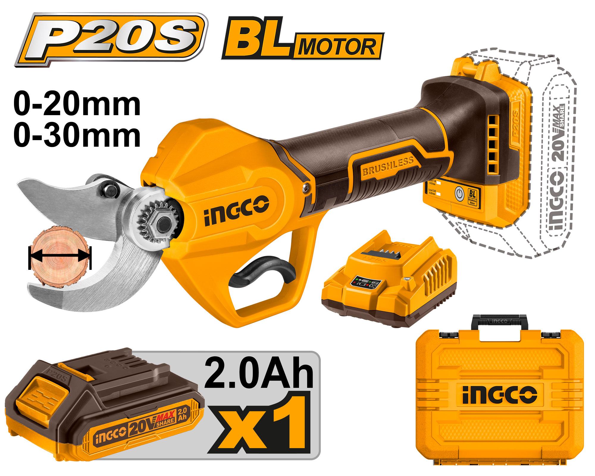 TIJERA DE PODAR 20V BL CON KIT-INGCO CSSLI203083-4
