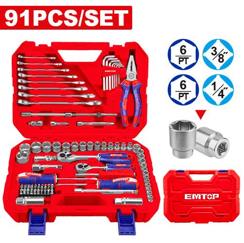 CAJA HERRAMIENTAS X 91 PCS 3/8 Y 1/4 EMTOP EHTS00911 - Imagen 2