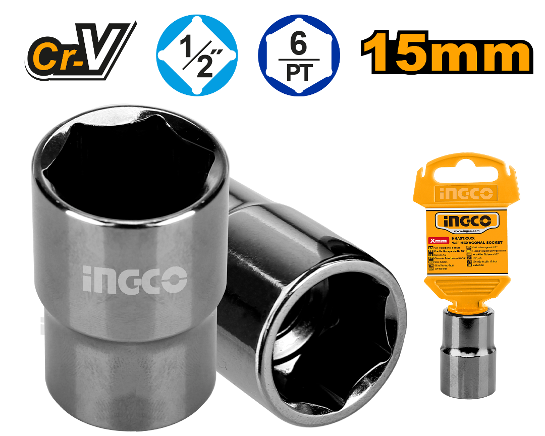 BOCALLAVES HEXAG 15MM ENCASTRE 1/2'' - INGCO HHAST12151 - Imagen 2