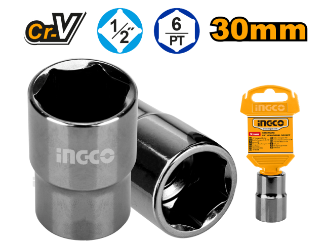 BOCALLAVES HEXAG 30MM ENCASTRE 1/2'' - INGCO HHAST12301 - Imagen 2
