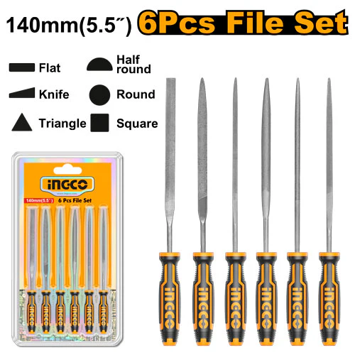LIMAS PARA METAL SET X 6 5,6° /140MM-INGCO HKTF63 - Imagen 2
