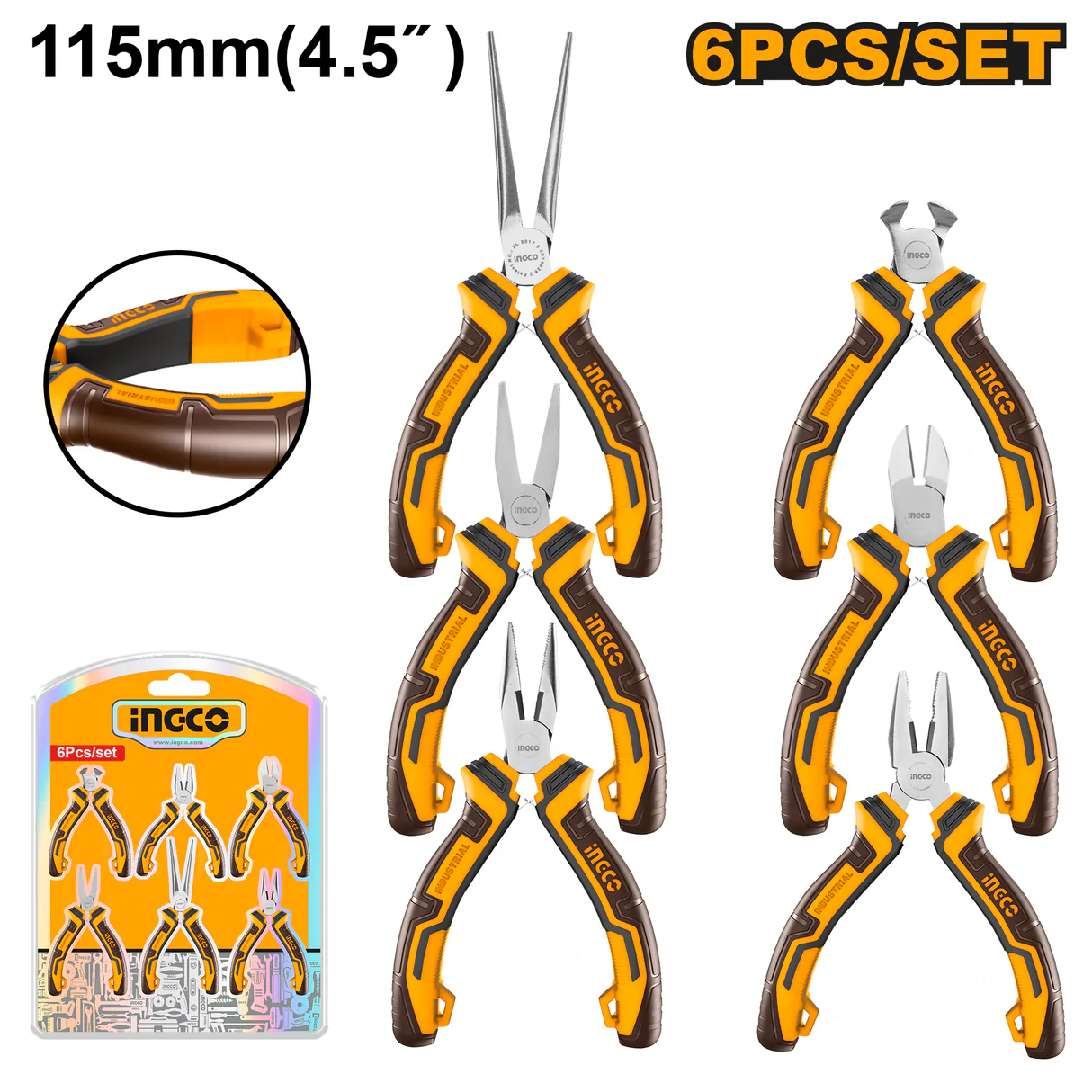 PINZAS MINI SET X 6 PCS (4,5`) INGCO HMPS06115