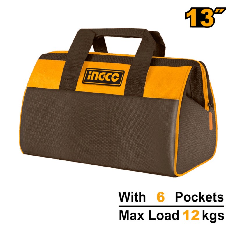 BOLSO DE TELA RIGIDO 6 BOLSILLOS 13''-INGCO HTBG281328 - Imagen 3