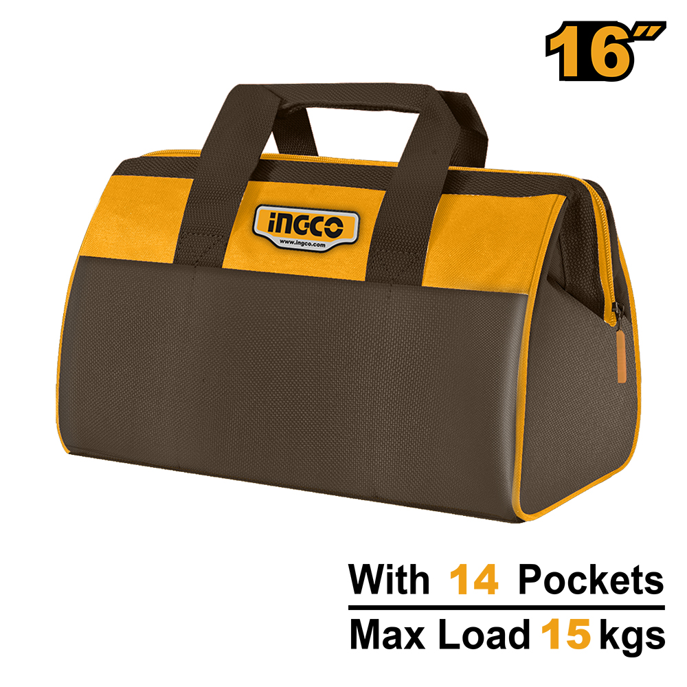 BOLSO DE TELA RIGIDO 6 BOLSILLOS 16''-INGCO HTBG281628 - Imagen 2