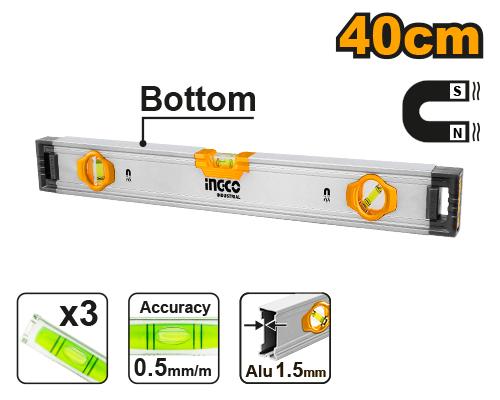 NIVEL DE ALUMINIO MAGNETICO 40CM-INGCO HSL38040M