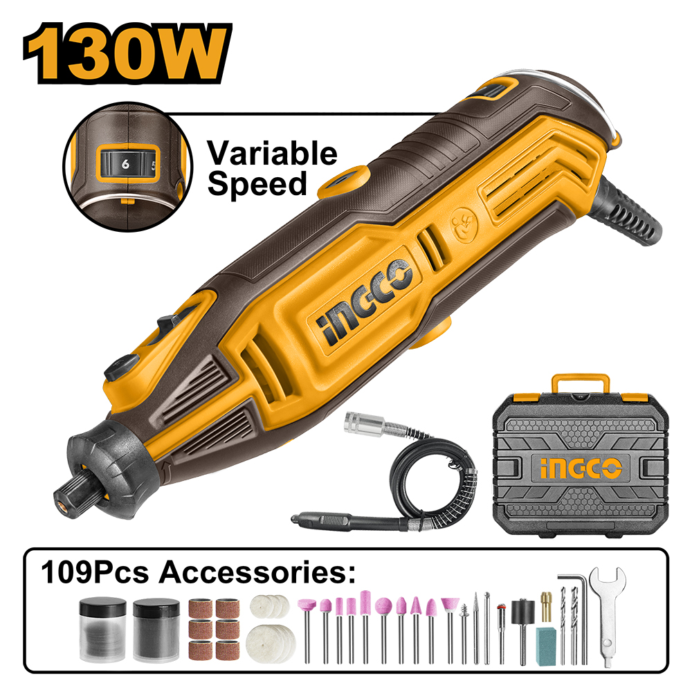 TORNO MINI 130 W + ACCESORIOS + MALETIN-INGCO MG13328-4