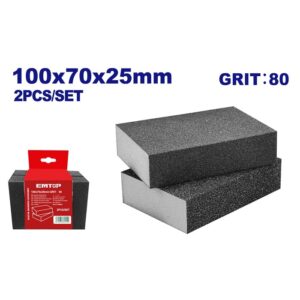 ESPONJA ABRASIVA X 2PCS METAL Y MADERA 80GRS-EMTOP EMUK1501