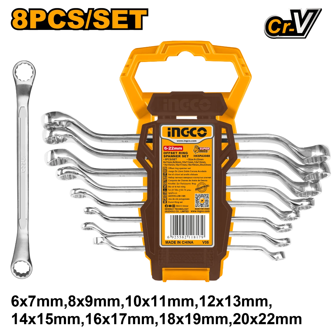 LLAVES COMB ESTRIAD ACODAD 8 PCS 6-22MM- INGCO HKSPA3088