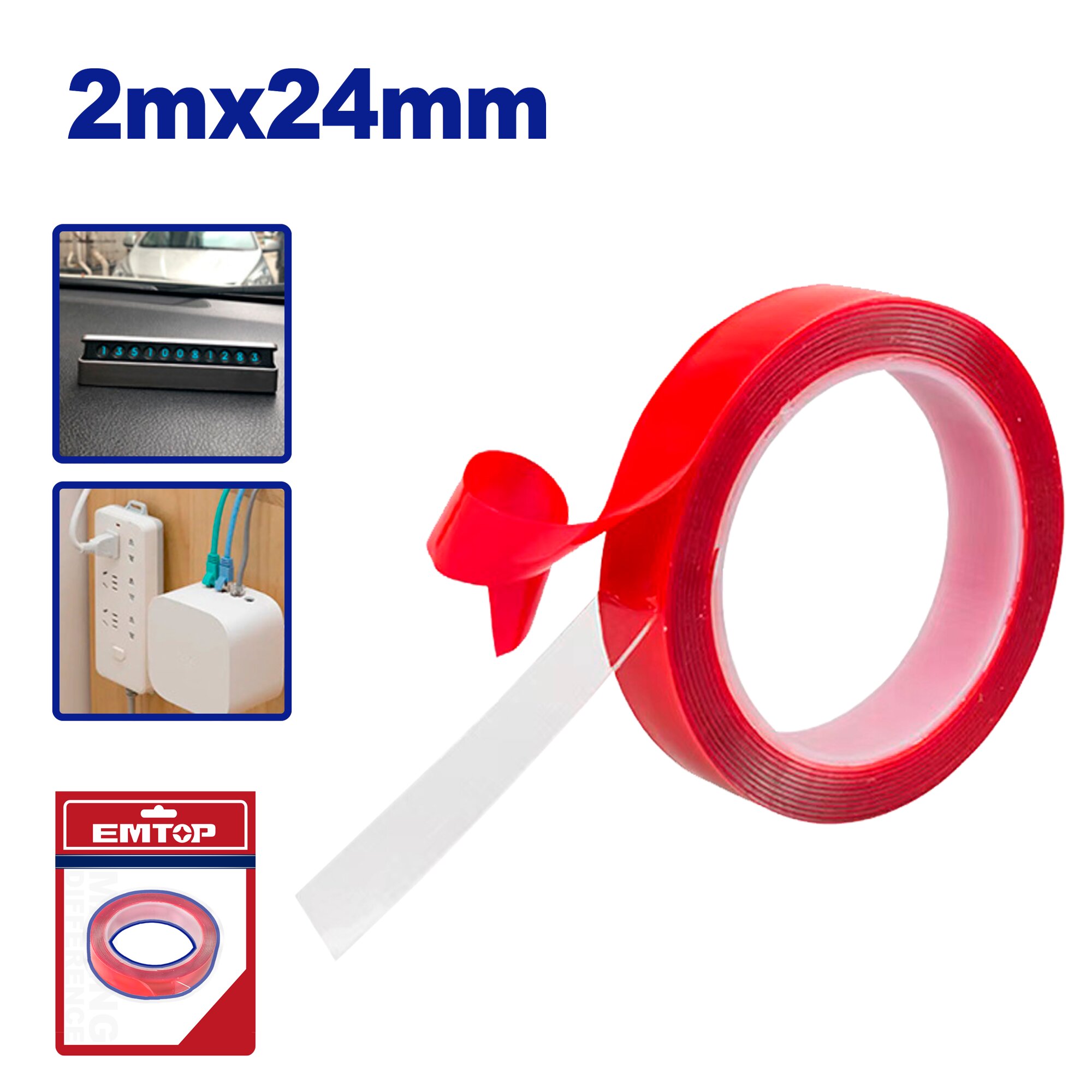 CINTA DOBLE FAZ VHB MULTIUSO 24MM X 2MT-EMTOP EMPN9K24