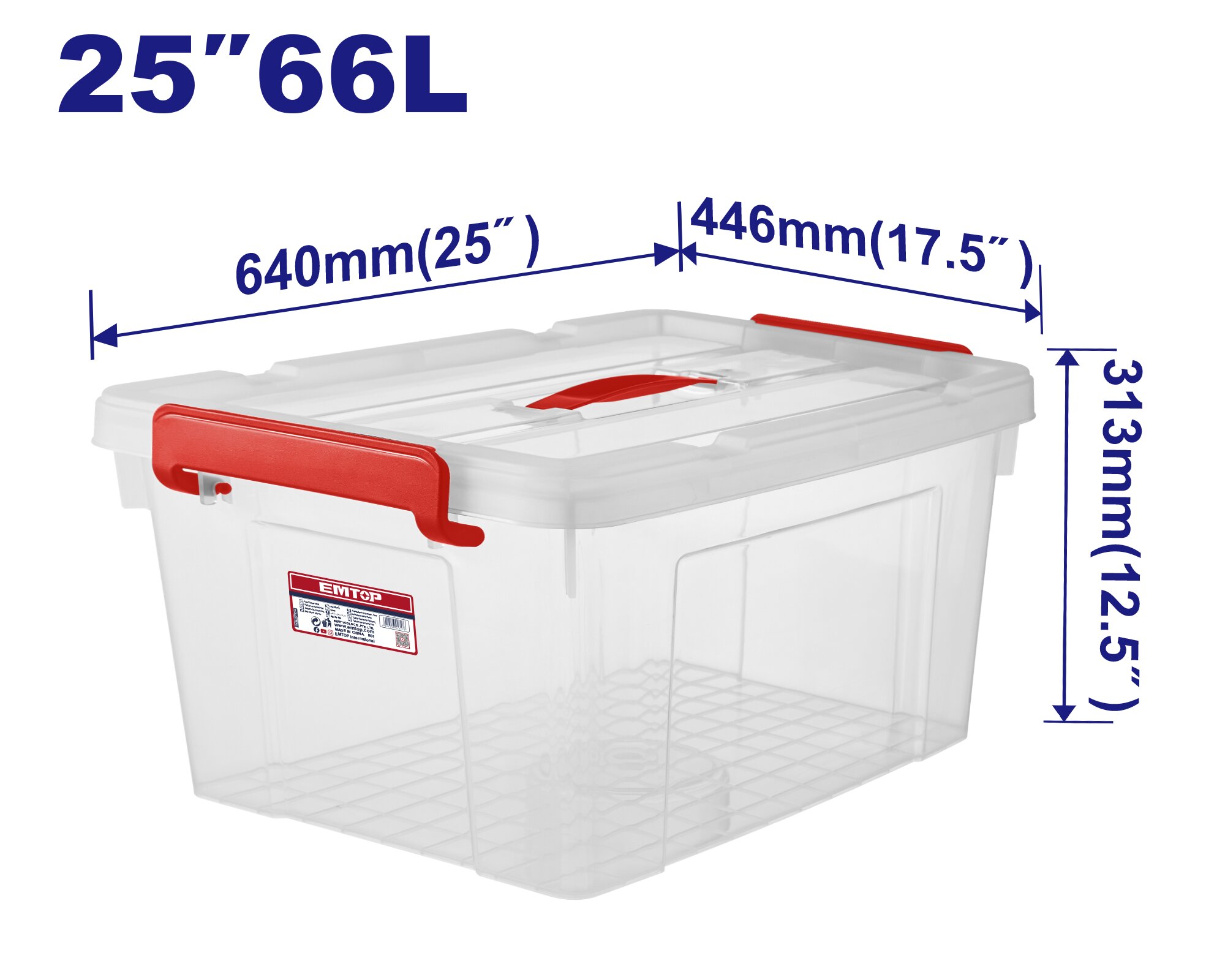 CONTENEDOR ORGANIZADOR INCOLORO 66LT - EMTOP EMTB2370