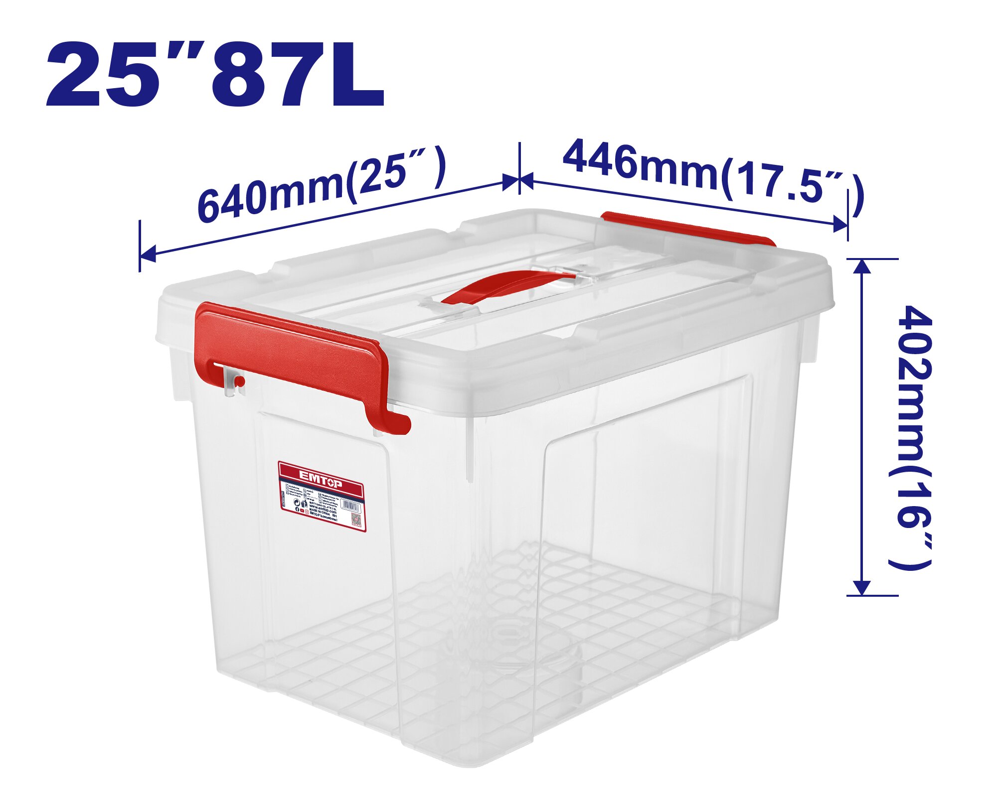 CONTENEDOR ORGANIZADOR INCOLORO 87LT - EMTOP EMTB2390
