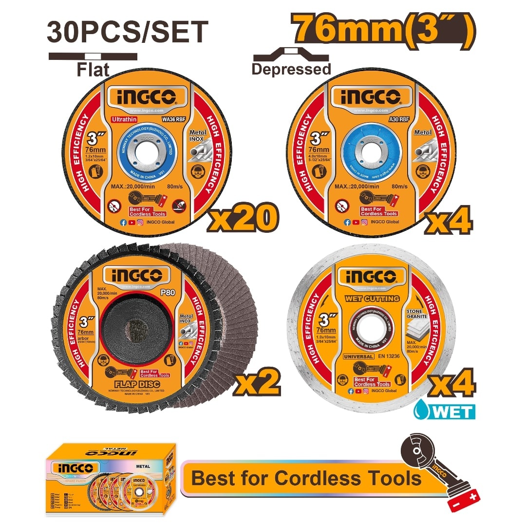 DISCO AMOLADORA MINI 76MM X 30PCS-INGCO MCD07630