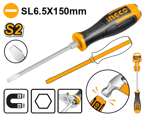 DESTORNILLADOR PLANO DE GOLPE SL6.5X150MM-INGCO HGTS686150