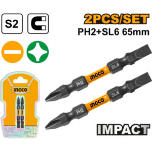 PUNTAS MAGNETICAS PH2 + SL6 X65MM X 2PCS-INGCO SDBIM72HL665