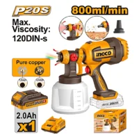 PISTOLA PARA PINTAR 0,8L 20V CAJA BAT 2AH Y CARGADOR -INGCO CSGLI20042-4