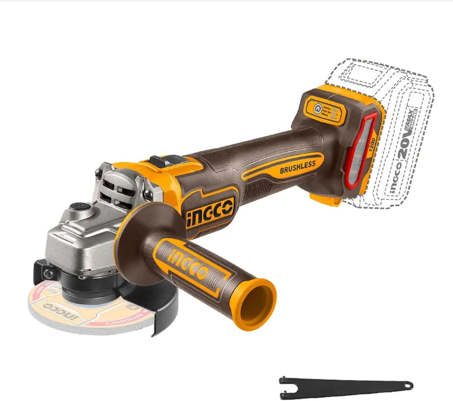 AMOLADORA ANGULAR 4 1/2° / 115MM 20V 1200W - INGCO CAGLI2211253