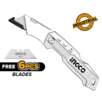 CUTTER ALUMINIO PLEGABLE + 5 HOJAS 61X19MM-INGCO HUK6236