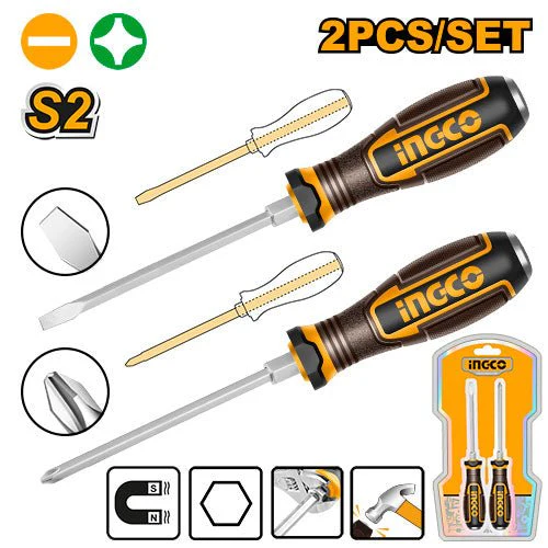 DESTORNILLADOR PLANO DE GOLPE HEX X 2PCS-INGCO HGTST0208