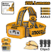 LINTERNA TIPO MINERO 3AAA 200 LUMENS-INGCO HHL013AAA8