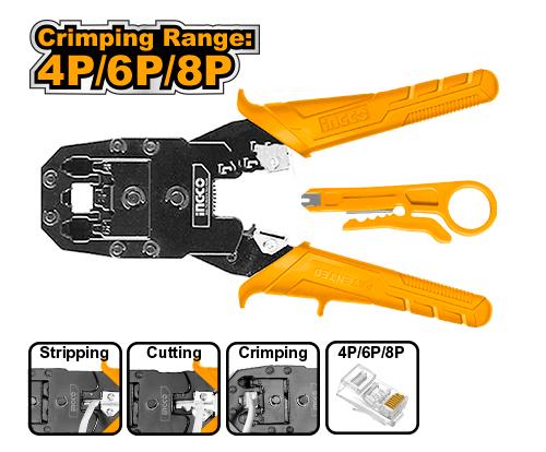 PINZA CRIMPEADORA 8"-200MM +PINZA PELACABLE INGCO HMPC1468P