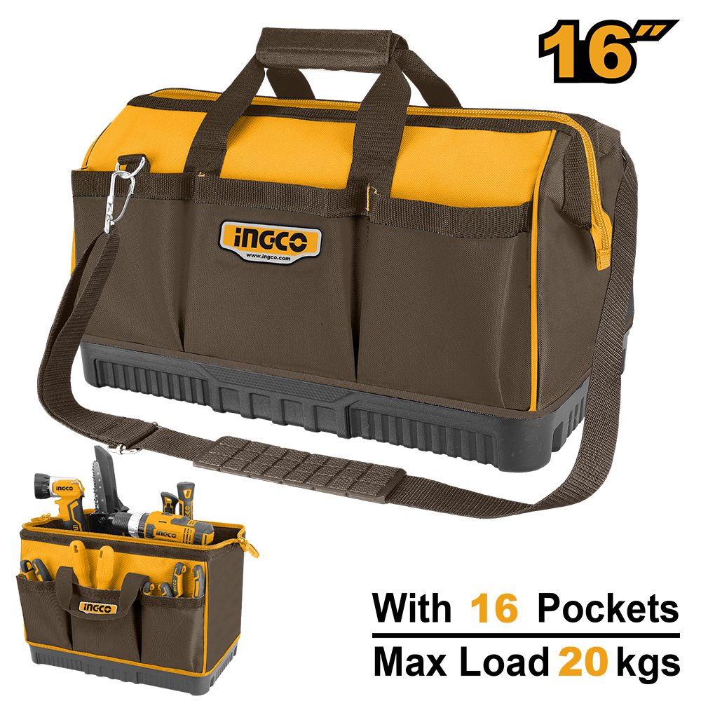 BOLSO DE TELA RIGIDO BASE PLASTICA 16''-INGCO HTBG08