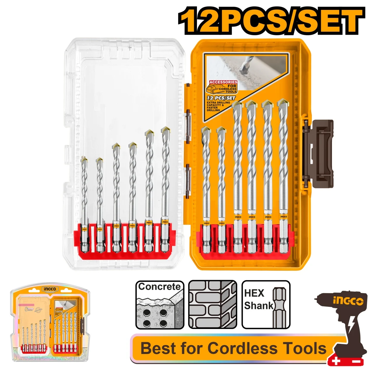 BROCAS PARA MAMPOSTERIA X 12PCS-INGCO AKDL12206