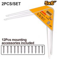 MENSULA BRACKET X 2 PCS BLANCO 120 X 150MM-INGCO HSB10506