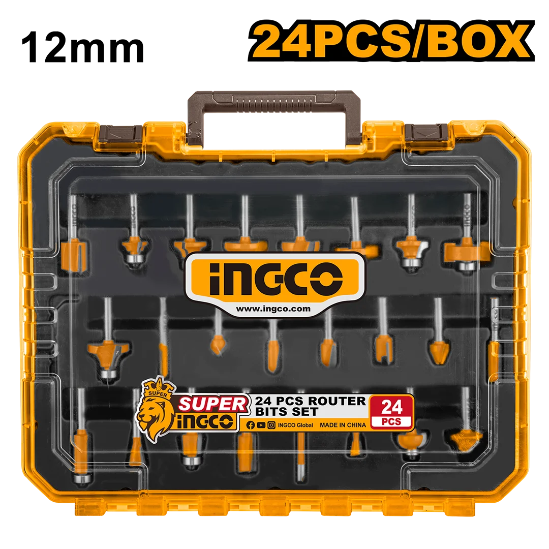 MECHAS FRESADAS X 24PCS 12MM MALETIN- INGCO AKRT24122