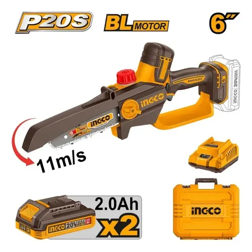 MOTOSIERRA MINI 6''/150MM 20V BL CARGADOR + BATERIA 2AH X2 - INGCO - CGSLI20662-4
