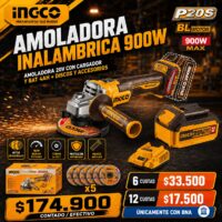 PROMO!!! AMOLADORA ANGULAR 4 1/2" 900W, CARGADOR Y BATERIA 4AH