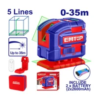 NIVEL LASER 5 LINEAS VERDE 30 MT RECARGABLE EMPTOP ESLE306502