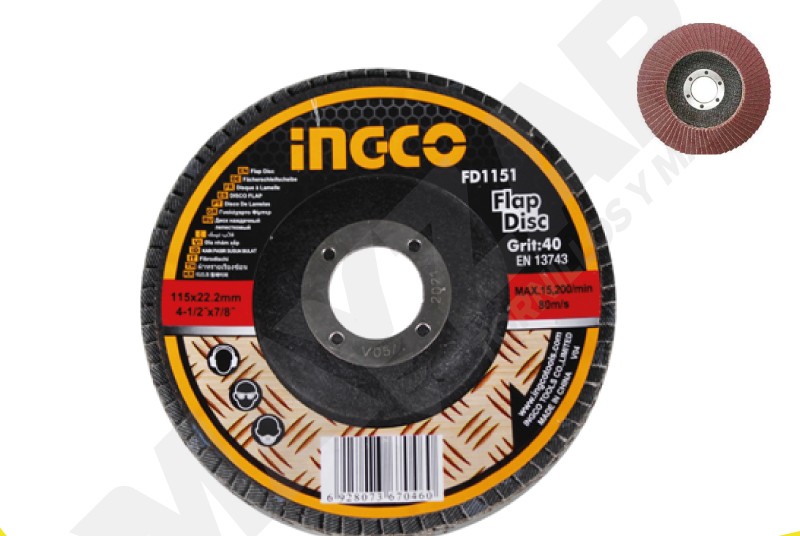 DISCO FLAP 115MM G40 OXIDO ALUMINIO - INGCO FD1151