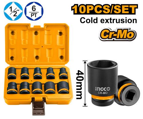 TUBOS DE IMPACTO HEXAGONAL 1/2" X10 PCS 10-24MM -INGCO HKISSD12101