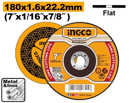 DISCO CORTE 180X1.6X2,2MM ABRASIVO METAL-INGCO MCD161801