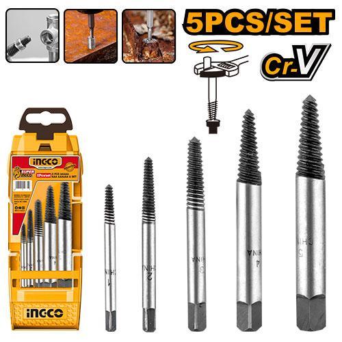 EXTRACTORES DE TORNILLOS SET X5-INGCO ASE008