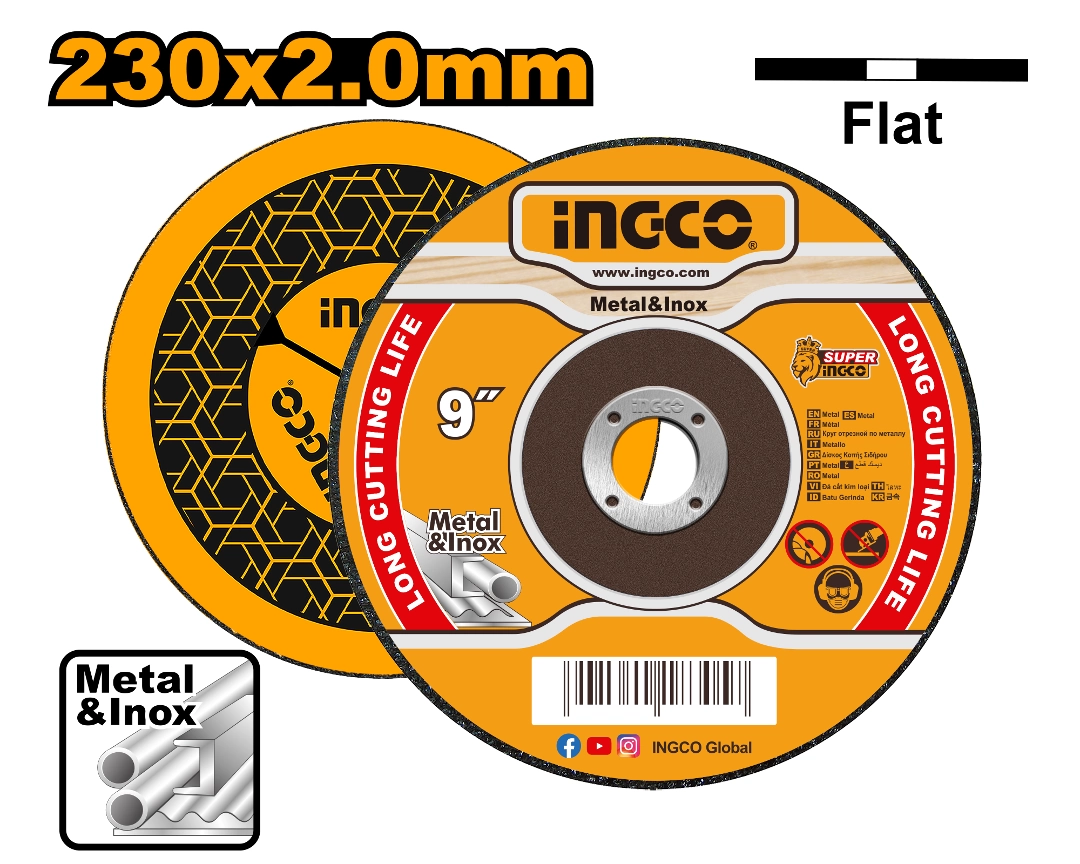 DISCO CORTE 230X2.0X2,2MM ABRASIVO METAL-INGCO MCD202303