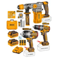 COMBO ROTOMARTILLO 4.5J +TALADRO PERCUTOR 96NM + LLAVE DE IMPACTO 1350NM - INGCO COSLI250281-4