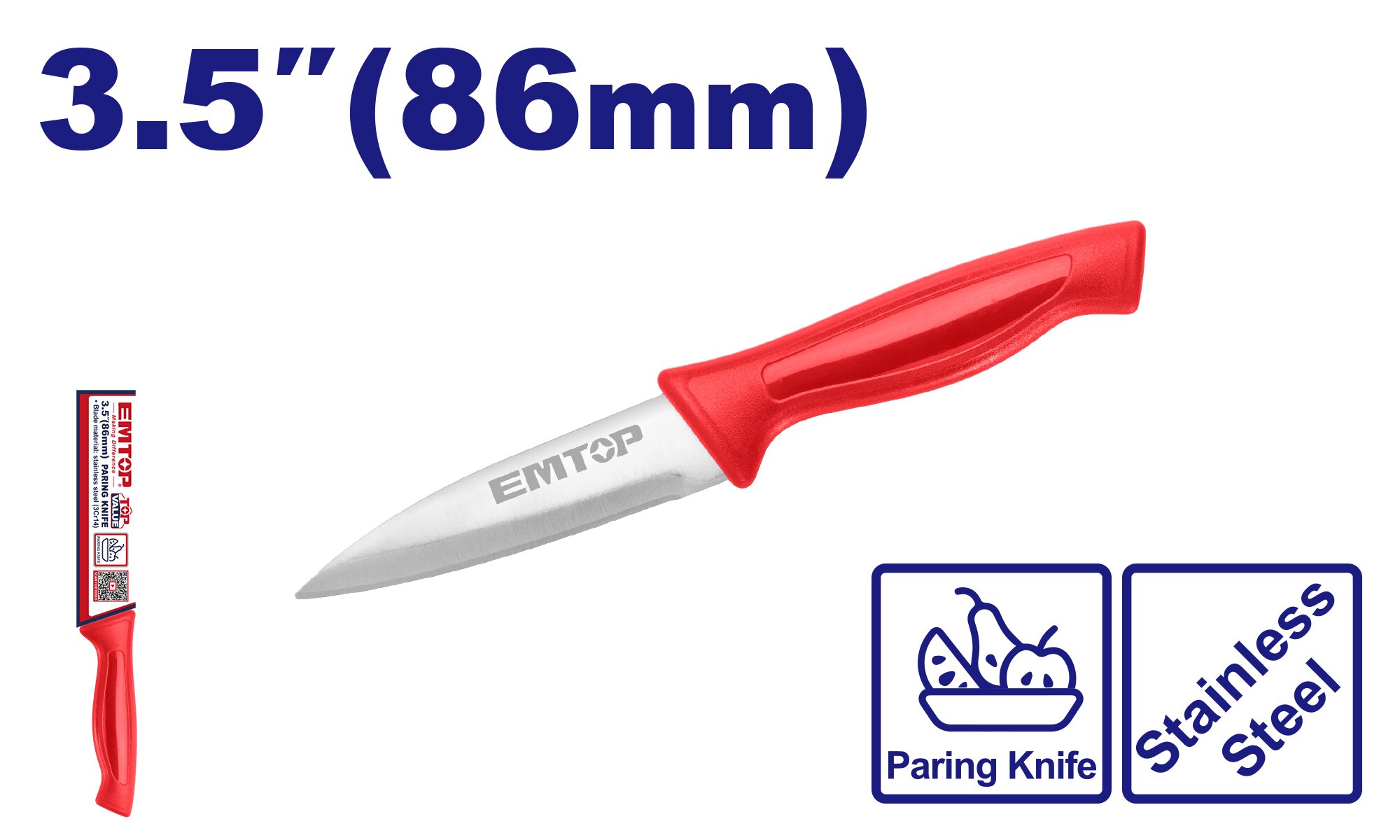 CUCHILLO COCINA 3" ACERO INOXIDABLE -EMTOP EMKK1135