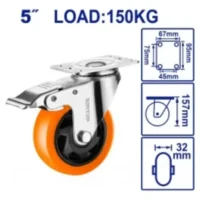 RUEDA GIRAT 5" C/FRENO 125X32MM 150KG-EMTOP EMJL2353