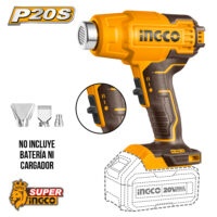 PISTOLA DE CALOR 20V TEMPERATURA Y VELOCIDAD VARIABLE+ACCESORIOS-INGCO HGLI2002