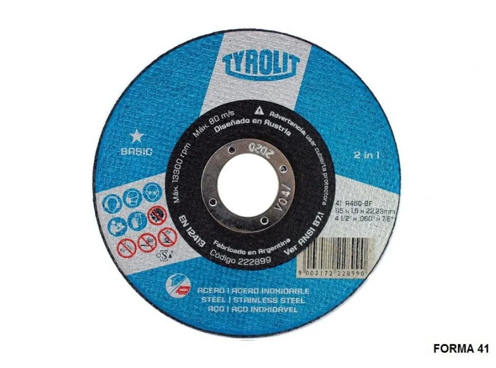 DISCO CORTE RECTO FINO TYROLIT A46 114X1.6X22 BASI 222899