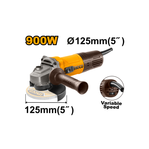 AMOLADORA ANGULAR 5´´ /125MM 900W CON MANGO AG900285-4 - Imagen 2