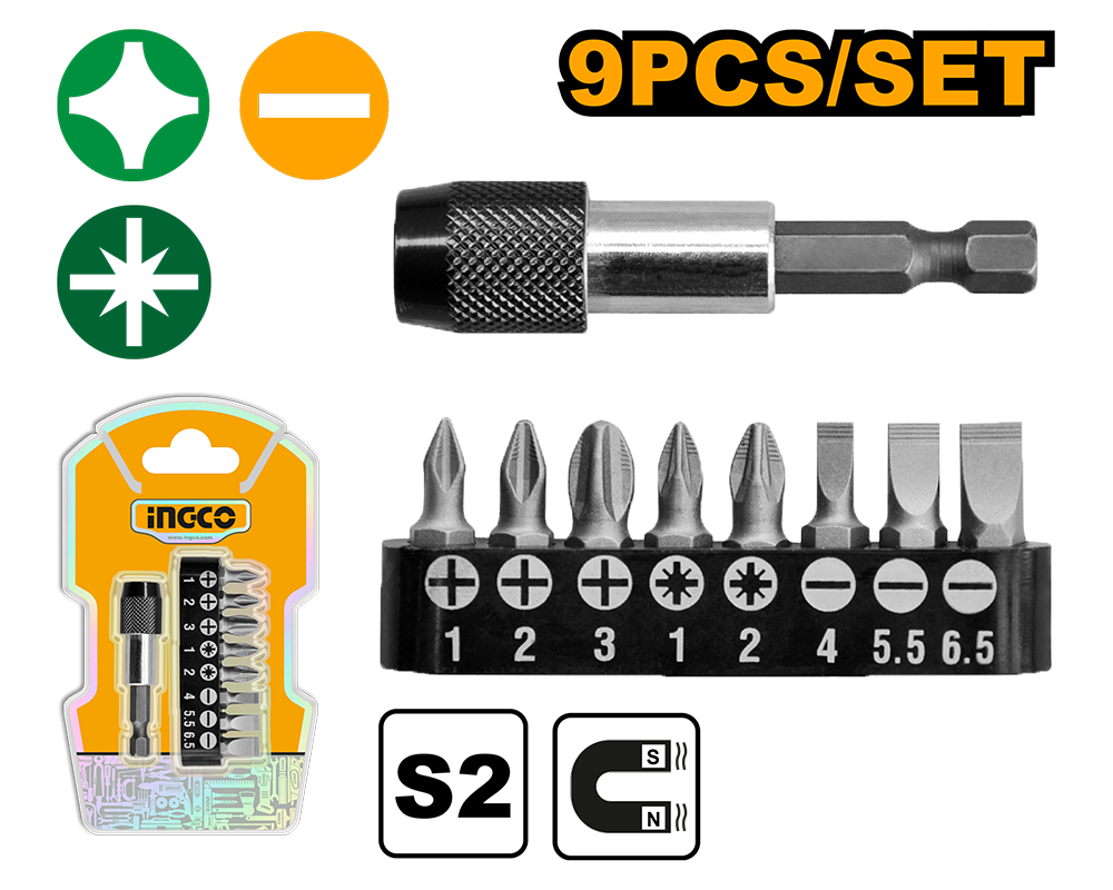 SET X9 PUNTAS PARA DESTORNILLADOR INGCO AKSD0071