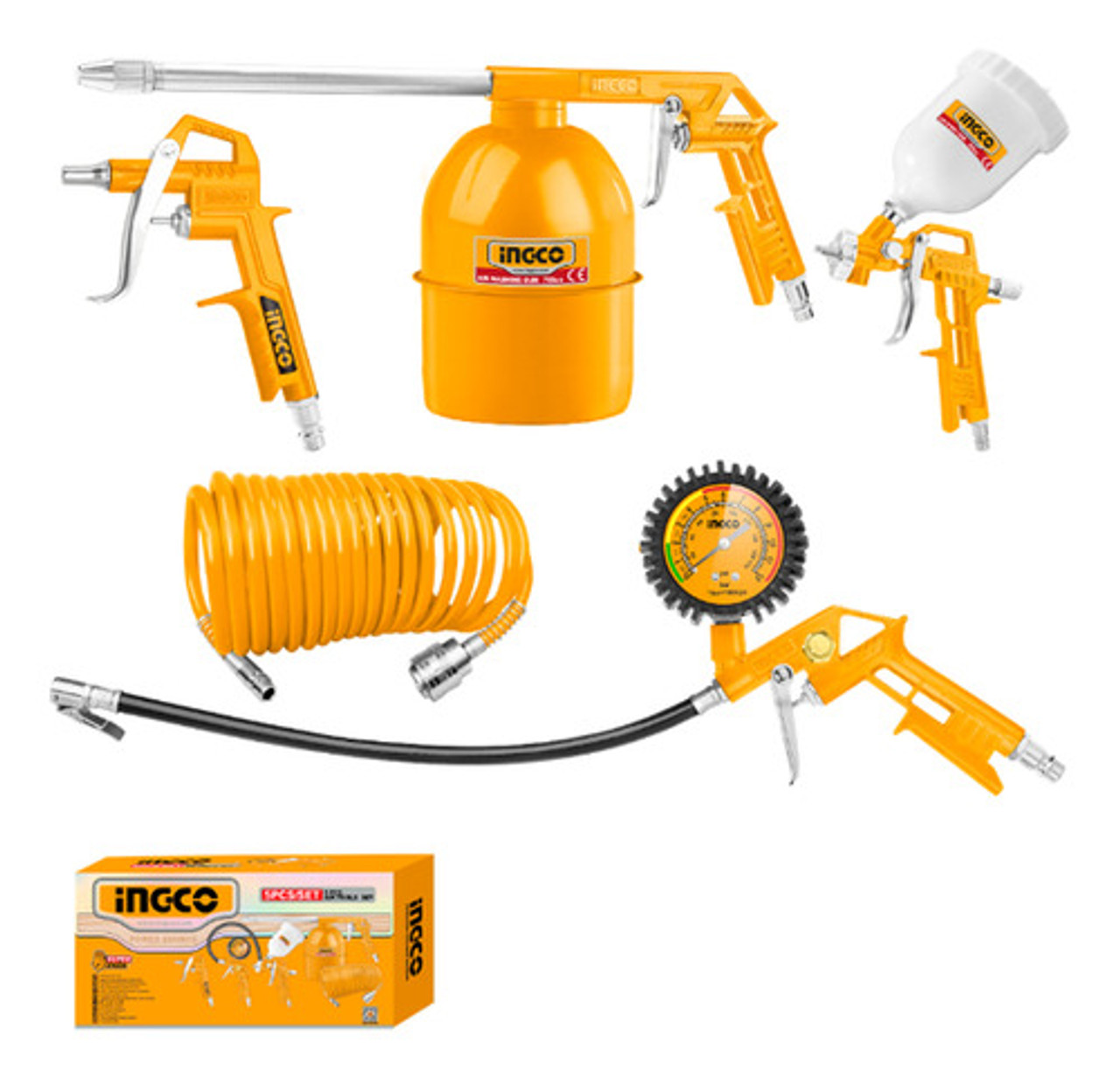 COMPRESOR SET X 5 ACCESORIOS CONECTOR AMERICANA INGCO AKT0053-1