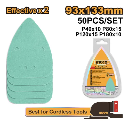 LIJA TRIANGULAR SET X50 MULTIUSO 93X133MM-INGCO AKTS931331