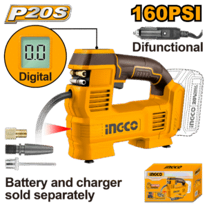 COMPRESOR- INFLADOR DE AIRE 160PSI 20V/12V-INGCO CACLI2012