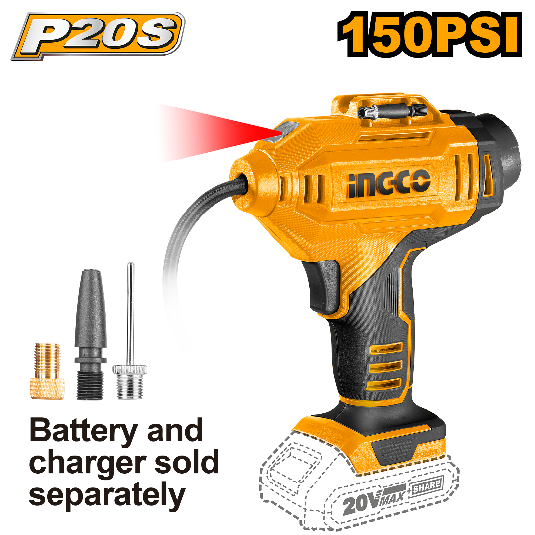 COMPRESOR-INFLADOR DE AIRE 150PSI 20V-INGCO CACLI2018