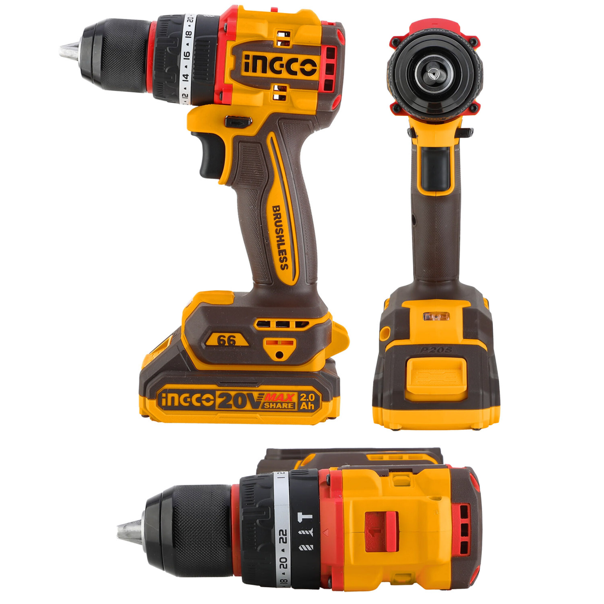 TALADRO ATORNILLADOR 20V PERCUTOR 66NM CON KIT-INGCO CIDLI20668-4 - Imagen 2